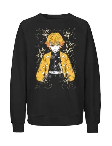 Zenitsu Agatsuma Demon - Slayer - Cool, Kawaii, Anime, Manga, Tokyo, Angry, Japanese Art, Aesthetic, Manga Style, Zylixzen, Aggressive, Gamer, Otaku, Gift - Fairtrade Sweatshirt