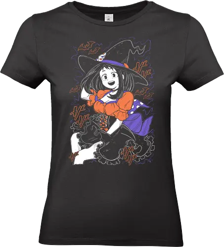 My Hero Ochaco Uraraka Halloween - Academia - Halloween, Kawaii, Anime, Manga, Tokyo, Angry, Japanese Art, Aesthetic, Manga Style, Zylixzen, Aggressive, Gamer, Otaku, Gift, Cool, spooky, Pumpkin, orang, purple, witch, witchcraft, witch hat - Standard T-Shirt (Frauen)