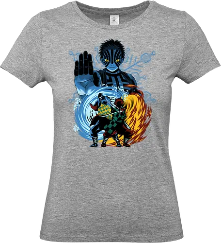 Upper 3 Battle - Slayer, Tanjiro, Giyu, Akaza - Standard T-Shirt (Frauen)