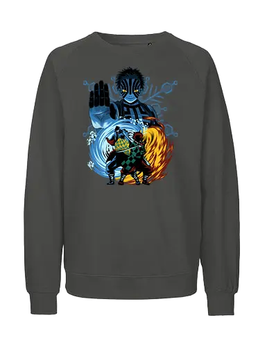 Upper 3 Battle - Slayer, Tanjiro, Giyu, Akaza - Fairtrade Sweatshirt
