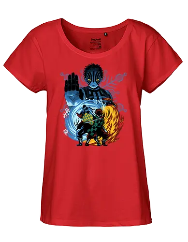 Upper 3 Battle - Slayer, Tanjiro, Giyu, Akaza - Fairtrade Girl Shirt