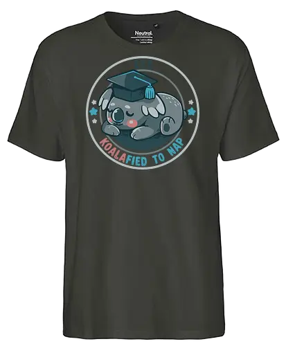 Koalafied to Nap - Koala, qualifiziert, koalafiziert, Nickerchen, Abschlussfeier, süßes Nickerchen, qualified, koalafied, nap, graduation, cute nap, animal pun, graduate, student - Fairtrade T-Shirt