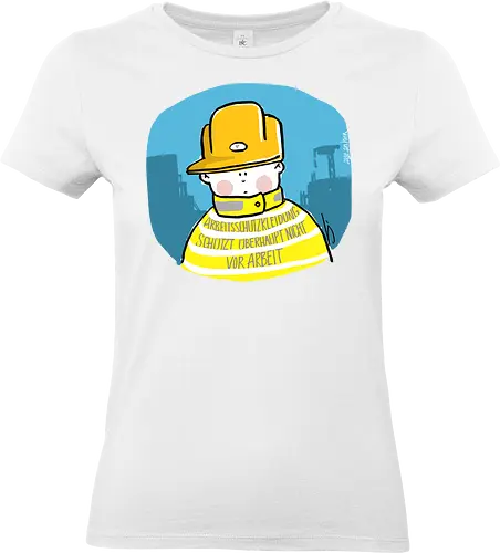 Arbeitsschutzkleidung - Ringelpullisprüche, Ringeldinger, streifenweise, Spruch, Weisheit, Motivation, Handgezeichnet, Humor, Selbstironie, Streifenpulli, Spruchshirt, deutsch, Ringelpulli, SprücheShirt, Cartoon Illustration, Statement, Arbeit, Arbeitsschutz, safety - Standard T-Shirt (Frauen)