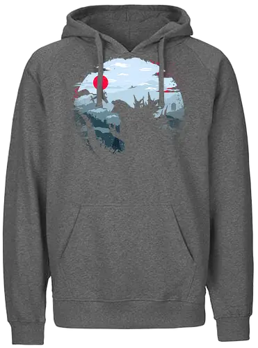 Monster King - Kaiju, monsters, monster king, japan, mount fuji, asia - Fairtrade Hoodie