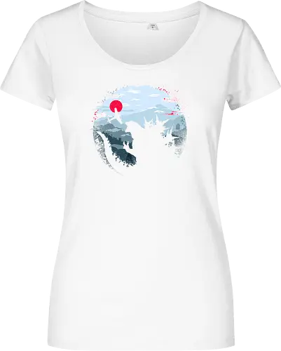 Monster King - Kaiju, monsters, monster king, japan, mount fuji, asia - Damen T-Shirt