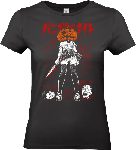 Naoko Kirino - Pumpkin night - Kawaii, Japanese Art, Aesthetic, Manga Style, Zylixzen, Aggressive, Gamer, Otaku, Gift, Cool, Halloween, Anime, Manga, Tokyo, Angry, spooky, Pumpkin, orange - Standard T-Shirt (Frauen)