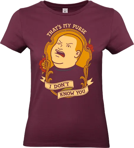  That's My Purse! - pop culture, Mike Judge, Bobby Hill, King of the Hill, That's My Purse, I Don't Know You, cartoon, funny, fan art, t-shirt design, art print, tattoo flash, retro cartoon, 90s nostalgia, Texas, comedy - Standard T-Shirt (Frauen)