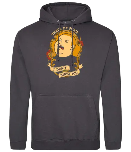  That's My Purse! - pop culture, Mike Judge, Bobby Hill, King of the Hill, That's My Purse, I Don't Know You, cartoon, funny, fan art, t-shirt design, art print, tattoo flash, retro cartoon, 90s nostalgia, Texas, comedy - Standard Hoodie