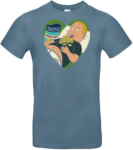 My Heart Belongs to Chips - Bobby Hill, King of the Hill, potato chips, funny, humor, snack lover, fan art, t-shirt design, art print, heart, eating, cartoon, pop culture, Mike Judge, retro cartoon, geek humor - Standard T-Shirt