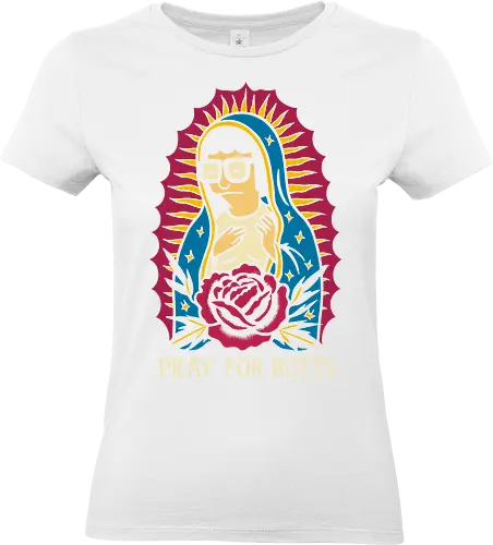 Our Lady of Butt-alupe - geek humor, butts, unique art, parody, cult comedy, Tina Belcher, Bob's Burgers, Pray For Butts, Virgin of Guadalupe, funny, irreverent, fan art, t-shirt design, art print, pop culture, cartoon - Standard T-Shirt (Frauen)