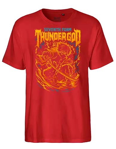 Seventh Form: Thunder God - Zenitsu Agatsuma, Thunder Breathing, Slayer, Kimetsu no Yaiba, anime, manga, Thunder God, Seventh Form, fan art, t-shirt design, art print, lightning, cool anime art, geek art, stylish, KNY, action, dynamic - Fairtrade T-Shirt