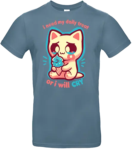 Need my Daily Treat - Lust auf Süßigkeiten, Süßigkeiten, Naschkatze, kawaii Katze, weinende Katze, need sweet treat, sweets, sweet tooth, kawaii cat, crying cat, funny ice cream, pastel, cute foodie, daily treat - Standard T-Shirt