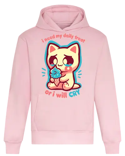 Need my Daily Treat - Lust auf Süßigkeiten, Süßigkeiten, Naschkatze, kawaii Katze, weinende Katze, need sweet treat, sweets, sweet tooth, kawaii cat, crying cat, funny ice cream, pastel, cute foodie, daily treat - Heavyweight Hoodie