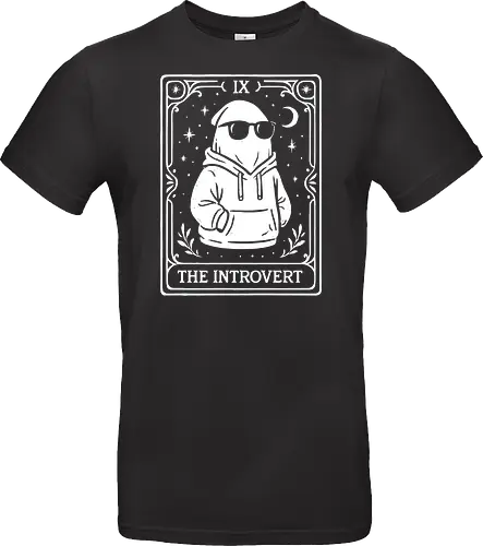 The Introvert Tarot Card - Introvert, The Introvert Tarot, ghost, spooky, funny, tarot card, meme, hoodie, sunglasses, celestial, spooky season, goth, pastel goth, quiet, t-shirt design, art print, minimalist, shy, unique humor - Standard T-Shirt