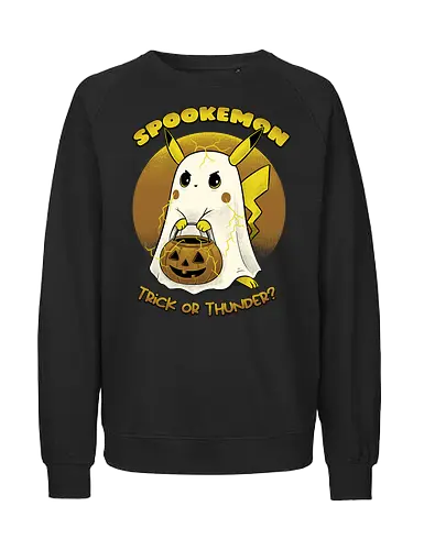 Spookemon - Pocket, Mouse, halloween, pumpkin, trick or treat, geek, anime - Fairtrade Sweatshirt