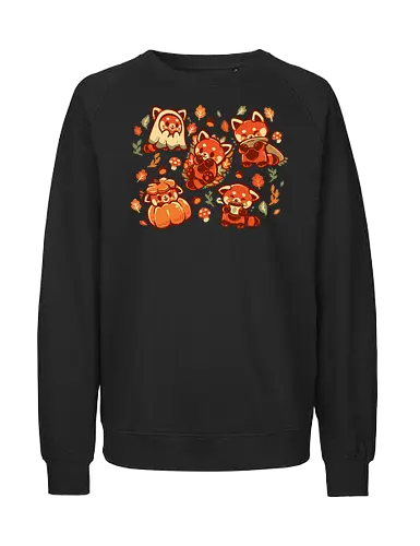 Red Panda Autumn Time - Rotpanda, Pandas, Rotpanda, kawaii Herbst, süßer Herbst, red panda, pandas, redpanda, kawaii fall, cute autumn, pumpkin season, cozy, fall, aesthetic, autumn leaves, spice, fall vibes, lots of red pandas - Fairtrade Sweatshirt