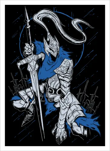 Knight Souls Artorias - Dark  - Kawaii, Anime, Manga, Tokyo, Angry, Japanese Art, Aesthetic, Manga Style, Zylixzen, Aggressive, Gamer, Otaku, Gift, Cool - Kunstdruck