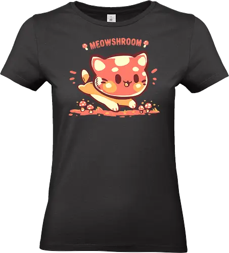 Meowshroom - meowshroom, Pilz, Miauen, Katze, Kawaii, Pilze, Pilz, shroom, meow, cat, kawaii, mushrooms, mushroom, cottagecore, forest, forage, foraging, character design - Standard T-Shirt (Frauen)