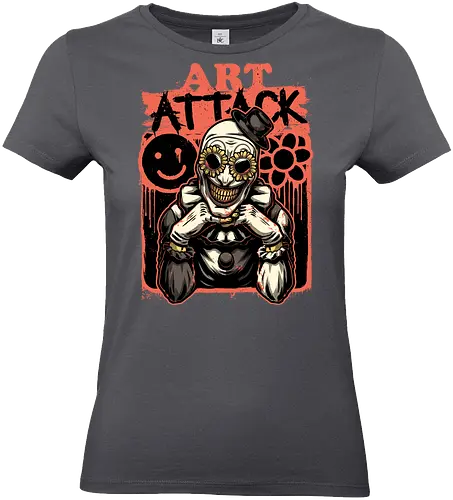 Clown Art TV Show - Attack, Evil Clown, Clown, Tv Show, Classic Horror, Classic, Fun, Funny, Smile, Creepy, Spooky, Spooky Season, Scary, Dark Humor, Dark, Horror, Horror Movies, Horror Movie, Gore, Black And White, Sunglasses, Ink, Halloween Movie, Halloween, Halloween Movies - Standard T-Shirt (Frauen)