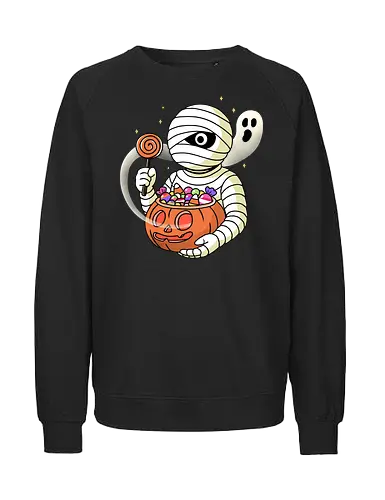 Sugar Pharaoh  - sugar pharaoh, mummy, Halloween mummy, Halloween candy, humor, trick or treat, spooky cute, Halloween night, sugar mummy, creepy cute - Fairtrade Sweatshirt
