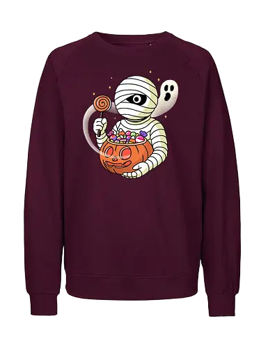 Sugar Pharaoh  - sugar pharaoh, mummy, Halloween mummy, Halloween candy, humor, trick or treat, spooky cute, Halloween night, sugar mummy, creepy cute - Fairtrade Sweatshirt