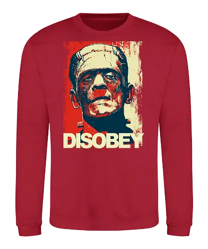 Disobey - Frankenstein, horror, hope poster, shepard fairey, halloween, spooky - Sweatshirt