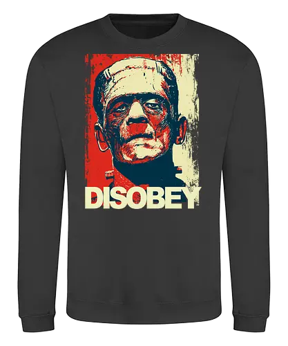 Disobey - Frankenstein, horror, hope poster, shepard fairey, halloween, spooky - Sweatshirt