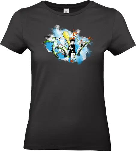Sumi-e little witch - anime, movie, little witch, Kiki, movie, japan pop culture - Standard T-Shirt (Frauen)