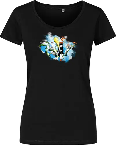 Sumi-e little witch - anime, movie, little witch, Kiki, movie, japan pop culture - Damen T-Shirt