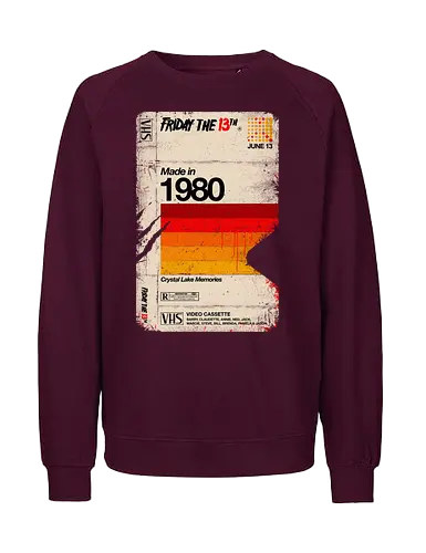Friday the 13th Blank Tape - Friday the 13th, vhs, vintage tapes, cassette tapes, vhs tapes, video tapes, 1980, crystal lake, horror, halloween - Fairtrade Sweatshirt