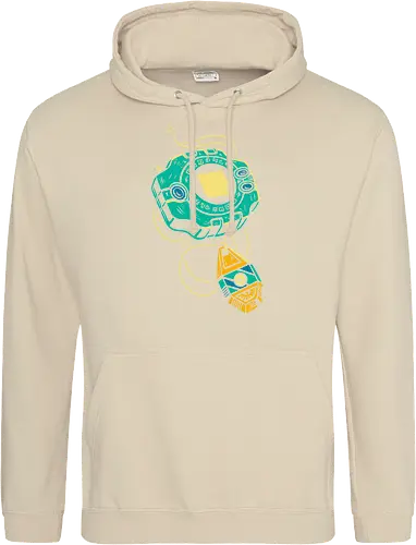 Distressed DigiVice - Digital, DigiVice, Digimon Adventure, 90s anime, retro anime, fan art, t-shirt design, art print, distressed graphic, pop culture, Crest of Courage, digital monster, geek art, nostalgic, Tai Kamiya - Standard Hoodie