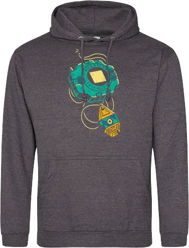 Distressed DigiVice - Digital, DigiVice, Digimon Adventure, 90s anime, retro anime, fan art, t-shirt design, art print, distressed graphic, pop culture, Crest of Courage, digital monster, geek art, nostalgic, Tai Kamiya - Standard Hoodie