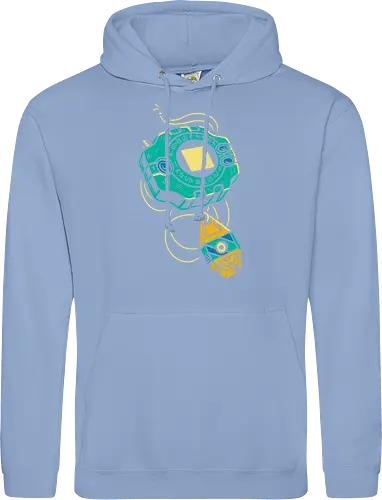 Distressed DigiVice - Digital, DigiVice, Digimon Adventure, 90s anime, retro anime, fan art, t-shirt design, art print, distressed graphic, pop culture, Crest of Courage, digital monster, geek art, nostalgic, Tai Kamiya - Standard Hoodie