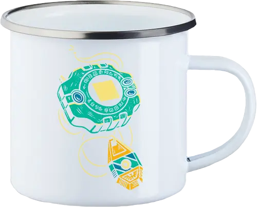 Distressed DigiVice - Digital, DigiVice, Digimon Adventure, 90s anime, retro anime, fan art, t-shirt design, art print, distressed graphic, pop culture, Crest of Courage, digital monster, geek art, nostalgic, Tai Kamiya - Emailletasse
