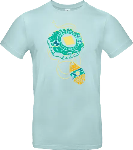 Distressed DigiVice - Digital, DigiVice, Digimon Adventure, 90s anime, retro anime, fan art, t-shirt design, art print, distressed graphic, pop culture, Crest of Courage, digital monster, geek art, nostalgic, Tai Kamiya - Standard T-Shirt