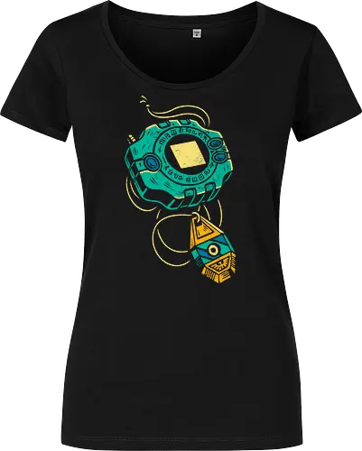 Distressed DigiVice - Digital, DigiVice, Digimon Adventure, 90s anime, retro anime, fan art, t-shirt design, art print, distressed graphic, pop culture, Crest of Courage, digital monster, geek art, nostalgic, Tai Kamiya - Damen T-Shirt