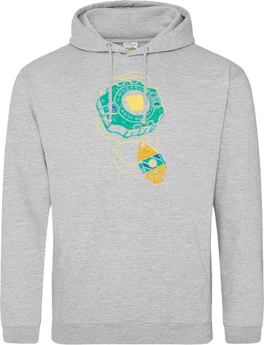 Distressed DigiVice - Digital, DigiVice, Digimon Adventure, 90s anime, retro anime, fan art, t-shirt design, art print, distressed graphic, pop culture, Crest of Courage, digital monster, geek art, nostalgic, Tai Kamiya - Standard Hoodie