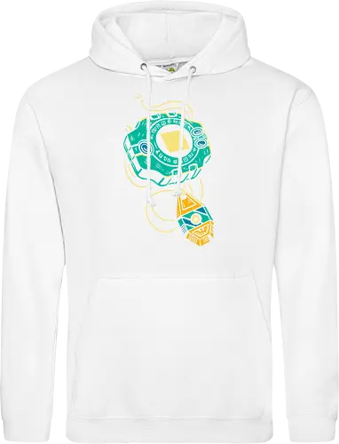 Distressed DigiVice - Digital, DigiVice, Digimon Adventure, 90s anime, retro anime, fan art, t-shirt design, art print, distressed graphic, pop culture, Crest of Courage, digital monster, geek art, nostalgic, Tai Kamiya - Standard Hoodie