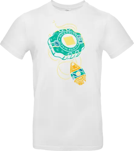 Distressed DigiVice - Digital, DigiVice, Digimon Adventure, 90s anime, retro anime, fan art, t-shirt design, art print, distressed graphic, pop culture, Crest of Courage, digital monster, geek art, nostalgic, Tai Kamiya - Standard T-Shirt
