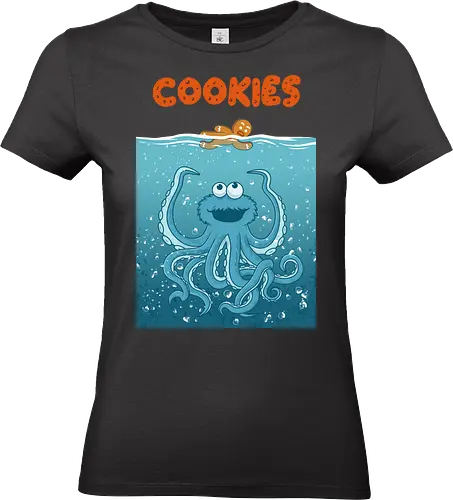 Kraken Cookie Attack - cookie, monster, funny, food, foodie, blue, sea, ocean, kraken, octapus, gingerbread - Standard T-Shirt (Frauen)