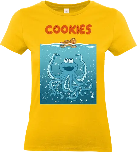 Kraken Cookie Attack - cookie, monster, funny, food, foodie, blue, sea, ocean, kraken, octapus, gingerbread - Standard T-Shirt (Frauen)