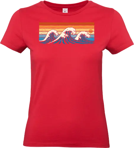 Retro Waves - kawagawa, waves, surfing, summer, retro, vintage, art, classic, sea, ocean, sunset - Standard T-Shirt (Frauen)