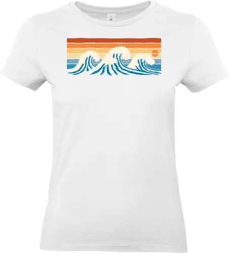 Retro Waves - kawagawa, waves, surfing, summer, retro, vintage, art, classic, sea, ocean, sunset - Standard T-Shirt (Frauen)