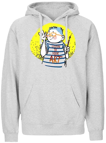 Listen to your art - Ringelpullisprüche, Ringeldinger, streifenweise, Spruch, Spruchshirt, deutsch, Weisheit, Motivation, Ringelpulli, SprücheShirt, Cartoon Illustration, Kunst, Statement, Handgezeichnet, Humor, Selbstironie, Streifenpulli - Fairtrade Hoodie