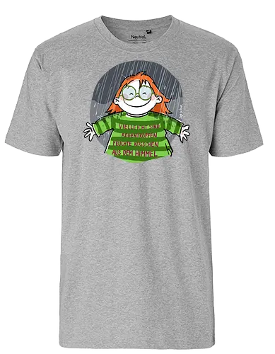 Regentropfen - Ringelpullisprüche, Ringeldinger, streifenweise, Spruch, Weisheit, Motivation, Ringelpulli, SprücheShirt, Cartoon Illustration, Regen, Statement, Handgezeichnet, Humor, Selbstironie, Streifenpulli, Spruchshirt, deutsch - Fairtrade T-Shirt