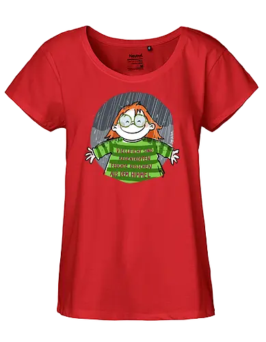 Regentropfen - Ringelpullisprüche, Ringeldinger, streifenweise, Spruch, Weisheit, Motivation, Ringelpulli, SprücheShirt, Cartoon Illustration, Regen, Statement, Handgezeichnet, Humor, Selbstironie, Streifenpulli, Spruchshirt, deutsch - Fairtrade Girl Shirt
