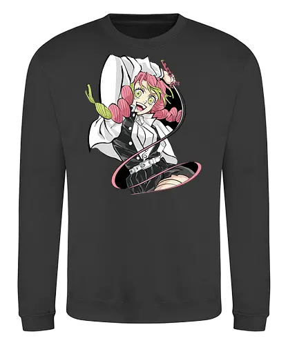 Kanroji Mitsuri: Love Hashira's Smile - Mitsuri Kanroji, Love Hashira, Slayer, Hashira, anime, manga, fan art, t-shirt design, art print, Nichirin Sword, cute anime girl, geek art, stylish, KNY, cool anime art, pink hair - Sweatshirt