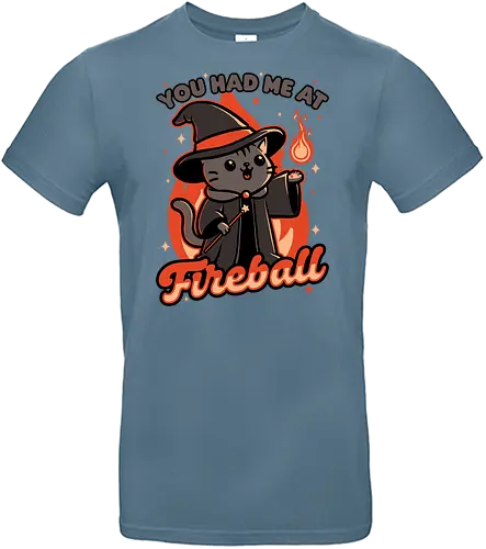 Magical Fireball Cat - cat, black cat, magic, magical, fireball, ritual, mage, wizard, sorcerer, rpg, role-playing game, pet, Pen and Paper, d20, fun, funny, cute, Dungeon Master, Dungeon, Role-play, Role-playing - Standard T-Shirt