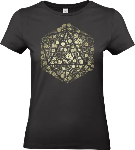 Pen and Paper d20 Doodle - d20, Pen and Paper, dice, rpg, boardgame, love, item, stuff, collection, doodle, icons, elements, fantasy - Standard T-Shirt (Frauen)