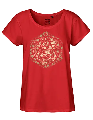 Pen and Paper d20 Doodle - d20, Pen and Paper, dice, rpg, boardgame, love, item, stuff, collection, doodle, icons, elements, fantasy - Fairtrade Girl Shirt